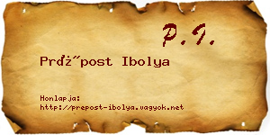 Prépost Ibolya névjegykártya